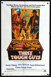 3g877 THREE TOUGH GUYS one-sheet '74 Isaac Hayes & Fred Williamson have got their own mean game!