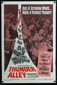 3g878 THUNDER ALLEY one-sheet poster '67 Annette Funicello, Fabian, car racing, lots of sexy girls!