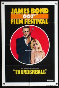 3g409 JAMES BOND 007 FILM FESTIVAL style B one-sheet '75 Sean Connery w/sexiest girl, Thunderball!