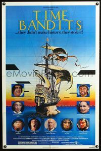 3g885 TIME BANDITS one-sheet poster '81 John Cleese, Sean Connery, art by director Terry Gilliam!