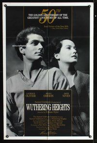 3g988 WUTHERING HEIGHTS one-sheet R89 Laurence Olivier, Merle Oberon, from Emily Bronte's novel!