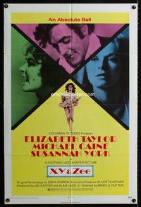 3g991 X Y & ZEE one-sheet movie poster '71 Elizabeth Taylor, Michael Caine, Susannah York, Zee & Co.