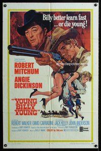 3g994 YOUNG BILLY YOUNG one-sheet '69 art of Robert Mitchum, sexy Angie Dickinson & Robert Walker!