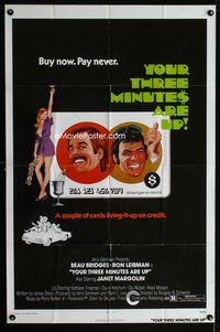 3g997 YOUR 3 MINUTES ARE UP one-sheet '73 art of Beau Bridges, Ron Leibman & sexy Janet Margolin!