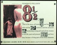 3h307 8 1/2 half-sheet '63 Federico Fellini classic, Marcello Mastroianni & Claudia Cardinale!