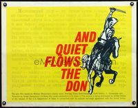 3h319 AND QUIET FLOWS THE DON half-sheet poster '60 Russian war, from Mikhail Sholokhov's novel!
