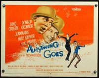 3h320 ANYTHING GOES half-sheet '56 Bing Crosby, Donald O'Connor, Jeanmaire, music by Cole Porter!