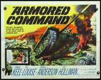 3h321 ARMORED COMMAND half-sheet '61 Burt Reynolds' first movie, great art of tank on battlefield!