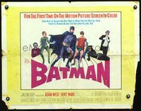 3h332 BATMAN half-sheet '66 DC Comics, great image of Adam West & Burt Ward with all villains!