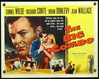 3h341 BIG COMBO style B 1/2sh '55 Cornel Wilde knew what sexy Jean Wallace was, classic film noir!
