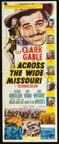 3j306 ACROSS THE WIDE MISSOURI insert '51 art of smiling Clark Gable & sexy Maria Elena Marques!