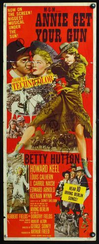 3j325 ANNIE GET YOUR GUN insert poster '50 Betty Hutton as the greatest sharpshooter, Howard Keel