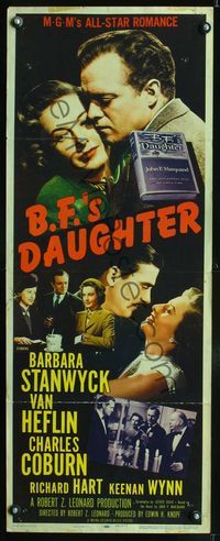3j333 B.F.'S DAUGHTER insert '48 romantic c/u of Barbara Stanwyck & Van Heflin, Charles Coburn!