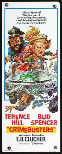 3j399 CRIMEBUSTERS insert movie poster '79 Terence Hill, Bud Spencer, great Jack Davis art!