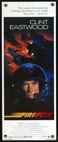 3j453 FIREFOX insert movie poster '82 cool C.D. de Mar art of killing machine, Clint Eastwood!