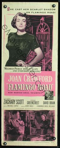 3j457 FLAMINGO ROAD insert movie poster '49 ultimate image of smoking bad girl Joan Crawford!