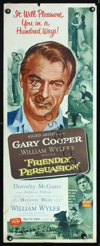 3j468 FRIENDLY PERSUASION insert '56 Gary Cooper in a movie that will pleasure you in 100 ways!