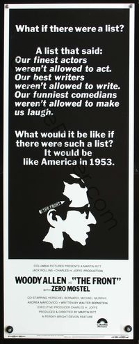 3j470 FRONT insert poster '76 art of Woody Allen, Martin Ritt, 1950s Communist Scare blacklist!
