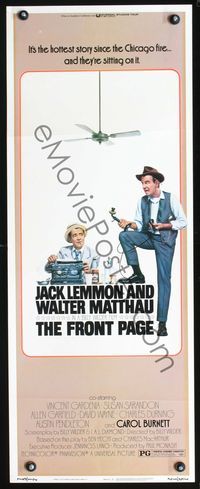 3j471 FRONT PAGE insert poster '75 art of Jack Lemmon & Walter Matthau, directed by Billy Wilder!