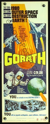 3j492 GORATH insert movie poster '64 Ishiro Honda's Yosei Gorasu, art of the destruction of Earth!