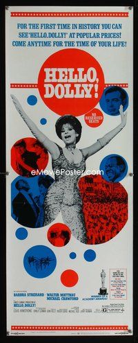 3j504 HELLO DOLLY insert '70 great full-length image of Barbra Streisand singing & w/Walter Matthau