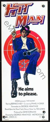 3j513 HIT MAN insert movie poster '73 Bernie Casey, Pam Grier, classic blaxploitation image!