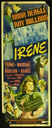 3j536 IRENE insert movie poster '40 pretty Anna Neagle is romanced by handsome young Ray Milland!