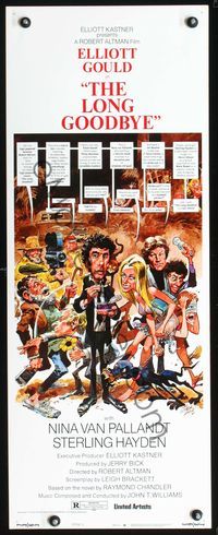 3j584 LONG GOODBYE style C insert '73 Elliott Gould, great Mad Magazine parody art by Jack Davis!