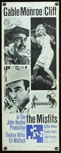 3j616 MISFITS insert poster '61 Clark Gable, sexy Marilyn Monroe, Montgomery Clift, John Huston
