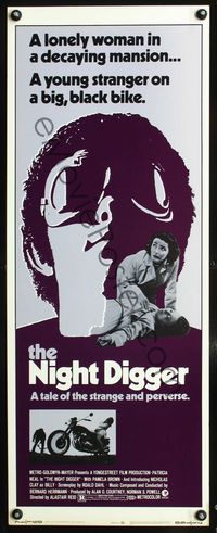 3j636 NIGHT DIGGER insert movie poster '71 cool image of Nicholas Clay, a strange and perverse tale!