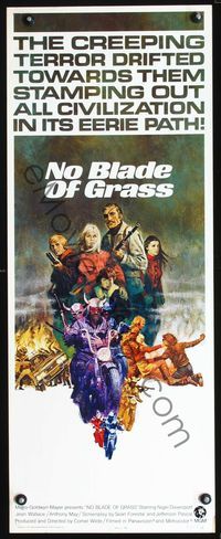 3j637 NO BLADE OF GRASS int'l insert '71 terror drifted towards them stamping out civilization!