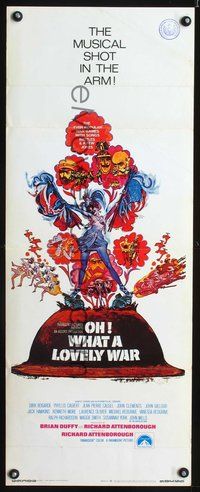 3j643 OH WHAT A LOVELY WAR insert poster '69 Richard Attenborough World War II musical, Kossin art!