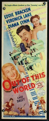 3j651 OUT OF THIS WORLD insert movie poster '45 Veronica Lake, Eddie Bracken, Diana Lynn, musical!