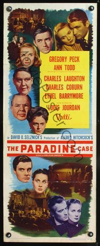 3j652 PARADINE CASE insert movie poster '48 Alfred Hitchcock, Gregory Peck, Ann Todd, Alida Valli
