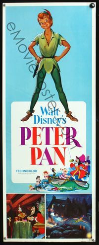 3j662 PETER PAN insert movie poster R76 Walt Disney animated cartoon fantasy classic!