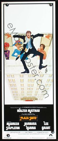 3j668 PLAZA SUITE int'l insert movie poster '71 wacky artwork of Walter Matthau on the edge!