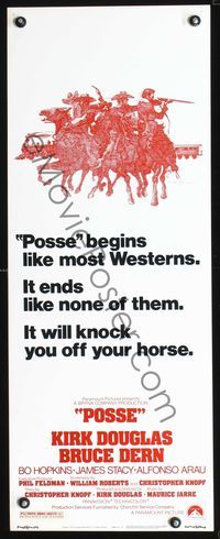 3j671 POSSE insert movie poster '75 Kirk Douglas, Bruce Dern, G. Contreras cowboy artwork!