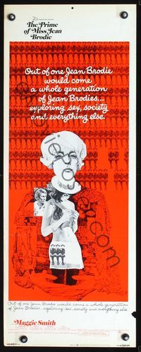 3j675 PRIME OF MISS JEAN BRODIE insert poster '69 teacher Maggie Smith, art of sexy Pamela Franklin!