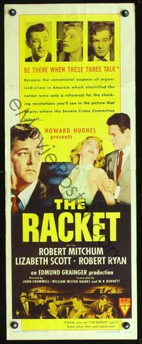 3j682 RACKET insert poster '51 art & photos of sexy Lizabeth Scott, Robert Mitchum & Robert Ryan!
