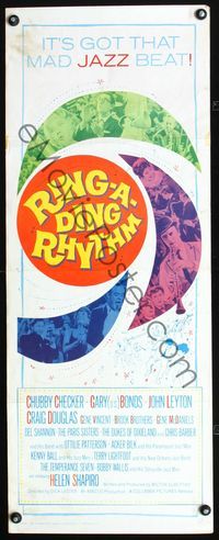 3j693 RING-A-DING RHYTHM insert movie poster '62 Chubby Checker, rock, It's got that mad jazz beat!
