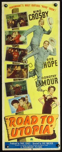 3j694 ROAD TO UTOPIA insert movie poster '46 Bob Hope, sexy Dorothy Lamour, Bing Crosby