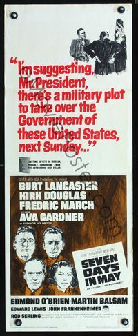 3j711 SEVEN DAYS IN MAY insert '64 art of Burt Lancaster, Kirk Douglas, Fredric March & Ava Gardner