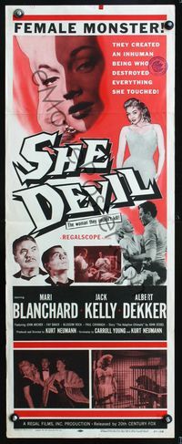 3j714 SHE DEVIL insert poster '57 sexy inhuman female monster who destroyed everything she touched!