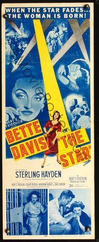 3j737 STAR insert movie poster '53 great artwork of Hollywood actress Bette Davis in the spotlight!
