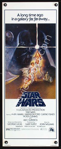 3j739 STAR WARS insert movie poster '77 George Lucas classic sci-fi epic, great art by Tom Jung!
