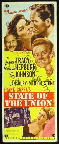 3j740 STATE OF THE UNION insert '48 Spencer Tracy, Katharine Hepburn, Angela Lansbury, Frank Capra