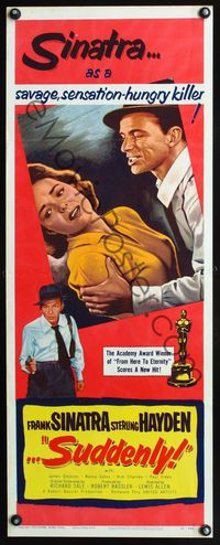 3j747 SUDDENLY insert movie poster '54 would-be Presidential assassin Frank Sinatra!