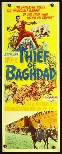 3j762 THIEF OF BAGHDAD insert '61 daring Steve Reeves does fantastic deeds and defies an empire!