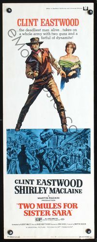 3j778 TWO MULES FOR SISTER SARA insert '70 cool art of gunslinger Clint Eastwood & Shirley MacLaine