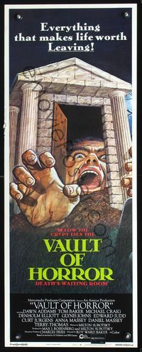 3j784 VAULT OF HORROR insert poster '73 Tales from Crypt sequel, cool art of death's waiting room!